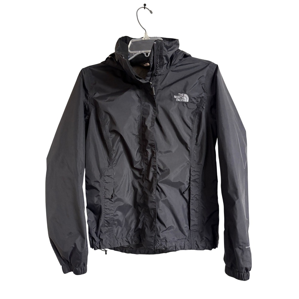 The North Face Womens DryVent Rain Jacket Black Hooded Windbreaker Small S/P